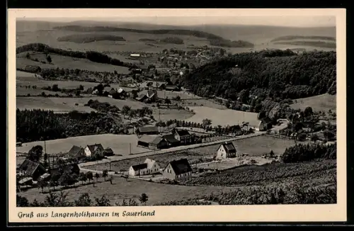 AK Langenholthausen im Sauerland, Ortsansicht mit umliegender Landschaft