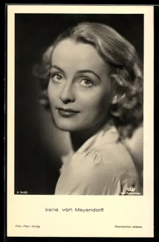 AK Schauspielerin Irene von Meyendorff fragend in die Kamera schauend