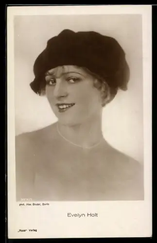 AK Schauspielerin Evelyn Holt mit Hut