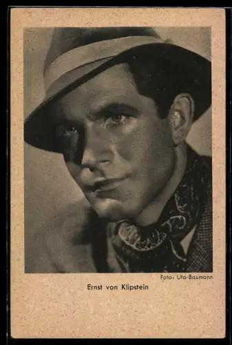 AK Schauspieler Ernst von Klipstein mit Hut