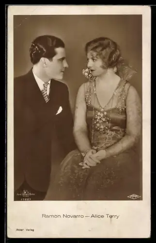AK Schauspielerin Alice Terry mit Schauspieler Ramon Novarro