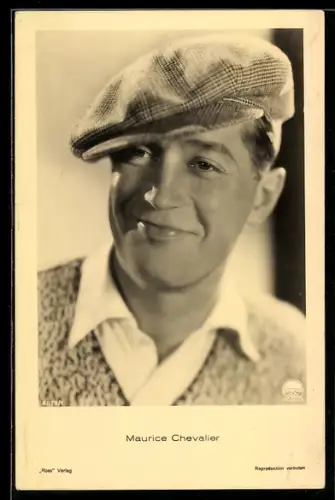 AK Schauspieler Maurice Chevalier mit Mütze