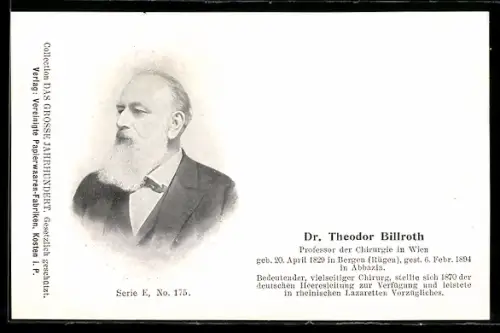 AK Dr. Theodor Billroth, Professor der Chirurgie in Wien