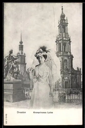 AK Dresden, Kronprinzess Luise vor der Hofkirche