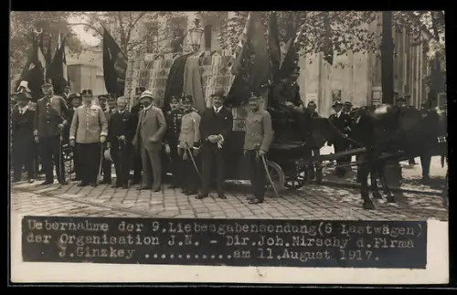 AK Wien, Übernahme der 9. Liebesgabensendung der Organisation J.N., Kriegshilfe