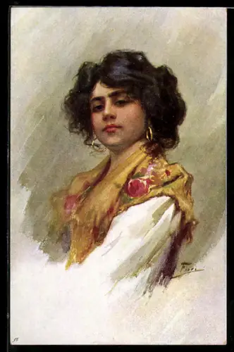 Künstler-AK M.Munk Nr. 612: Fiori: Portrait eines Zigeunermädchens