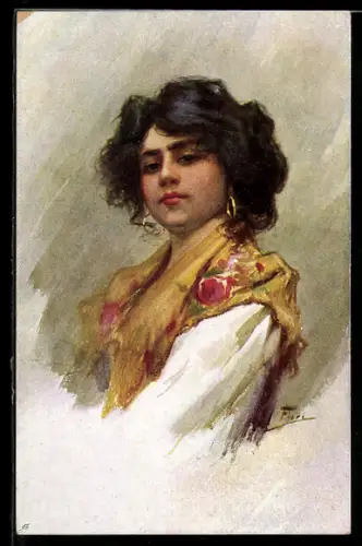 Künstler-AK M.Munk Nr. 612: Fiori: Portrait eines Zigeunermädchens