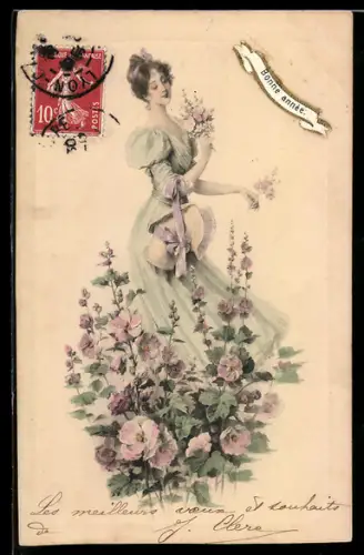 Künstler-AK M. Munk Nr. 398: Fräulein mit Blumen