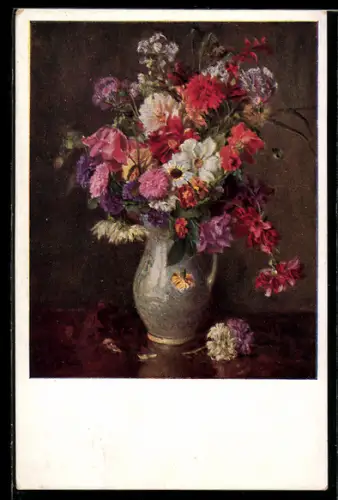 Künstler-AK M. Munk Nr. 1248: Blumenstrauss in Tonvase