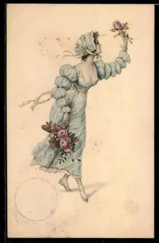 Künstler-AK M. Munk Nr. 505: Fräulein mit Rosen