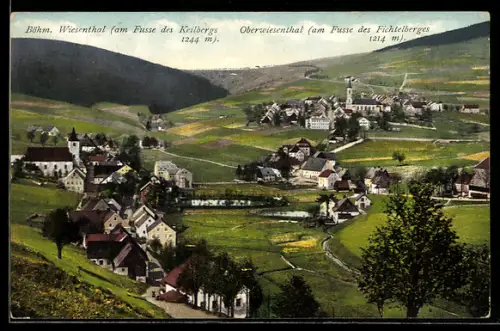 AK Böhmisch Wiesenthal, Ortsansicht mit Oberwiesenthal