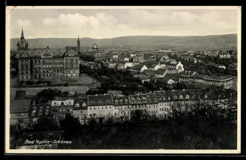 AK Bad Teplitz-Schönau, Teilansicht mit Synagoge und Fernblick