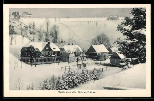 AK Breitenbach, Gasthaus Dreckschänke im Winter