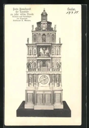 AK Goslar, Kunstuhr des Bildhauers H. Wecken