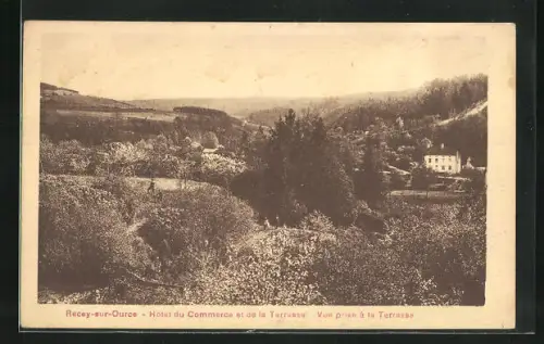 AK Recey-sur-Ource, Hotel du Commerce et de la Terasse, Vue prise a la Terasse