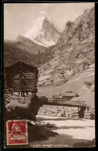 TCV-AK Zermatt, Le Cervin, Bildseitenfrankatur