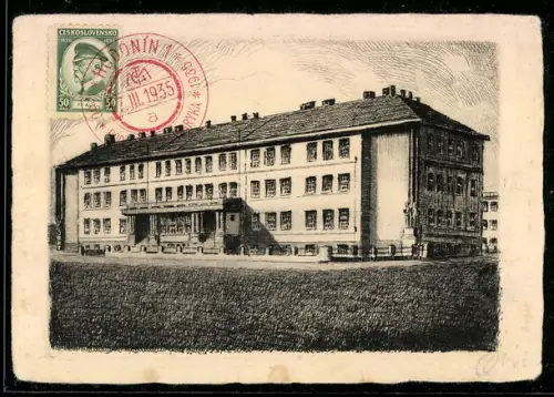 TCV-AK Hodonín, Nová skola na dílech, Bildseitenfrankatur