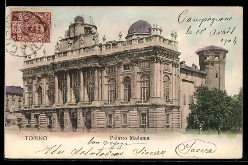 TCV-AK Torino, Palazzo Madama, Bildseitenfrankatur
