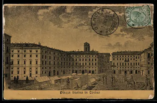 TCV-AK Torino, Piazza Susina, Bildseitenfrankatur