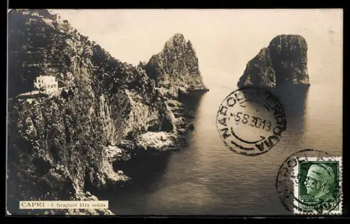 TCV-AK Capri, J. faraglioni IIIa veduta, Bildseitenfrankatur