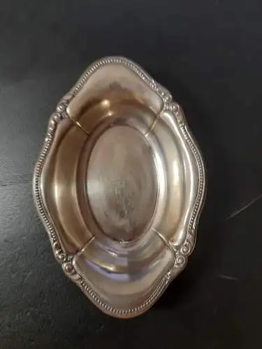 kleines Silbertablett im Perlrand Gr. H13 x W10 x H 2 cm