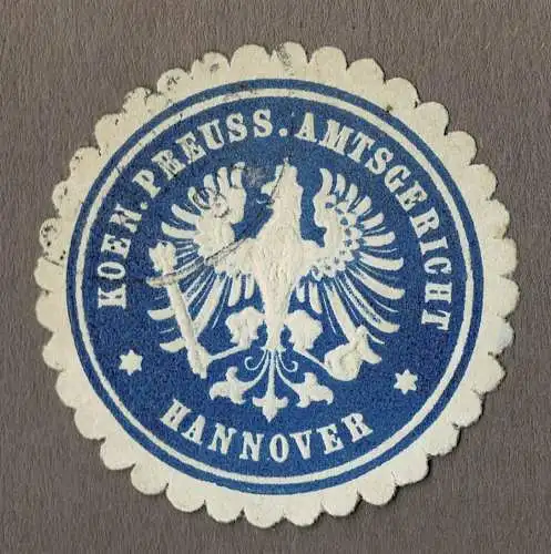 Siegelmarke Preußen: KOEN. PREUSS. AMTSGERICHT HANNOVER