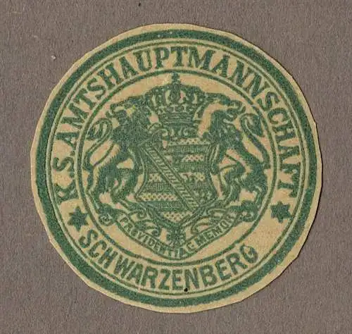 Briefsiegel Sachsen: K. S. AMTSHAUPTMANNSCHAFT SCHWARZENBERG