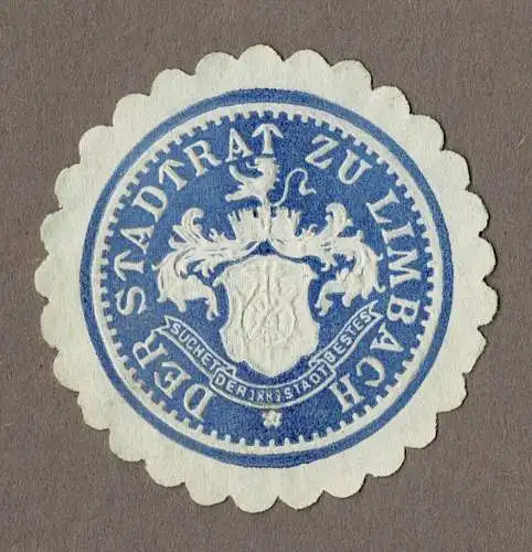 Siegelmarke Sachsen: DER STADTRAT ZU LIMBACH (-Oberfrohna), blau