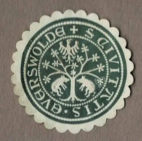 Siegelmarke EBERSWALDE: S CIVITATIS EVERSWOLDE (grün)