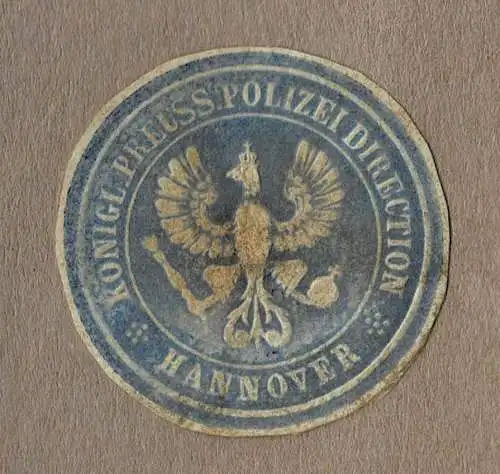 Briefsiegel Preußen: KÖNIGL. PREUSS. POLIZEI DIRECTION HANNOVER