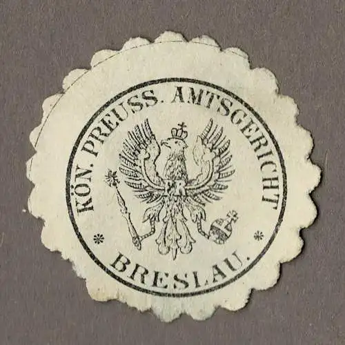 Siegelmarke Preußen: KÖN. PREUSS. AMTSGERICHT BRESLAU.