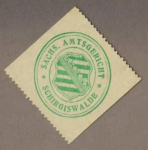 Siegelmarke Sachsen: SÄCHS. AMTSGERICHT SCHIRGISWALDE (-Kirschau / Oberlausitz)