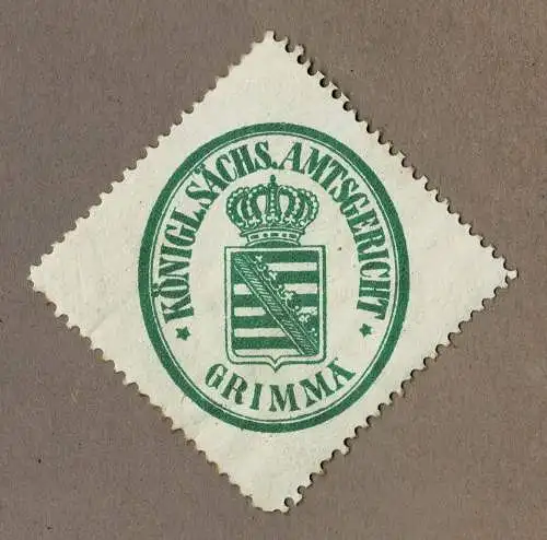 Siegelmarke Sachsen: KÖNIGL. SÄCHS. AMTSGERICHT GRIMMA