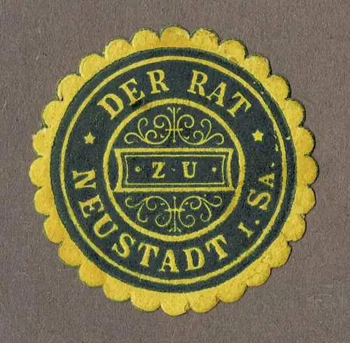 Siegelmarke Sachsen: DER RAT ZU NEUSTADT I. SA. (Erzgebirge)