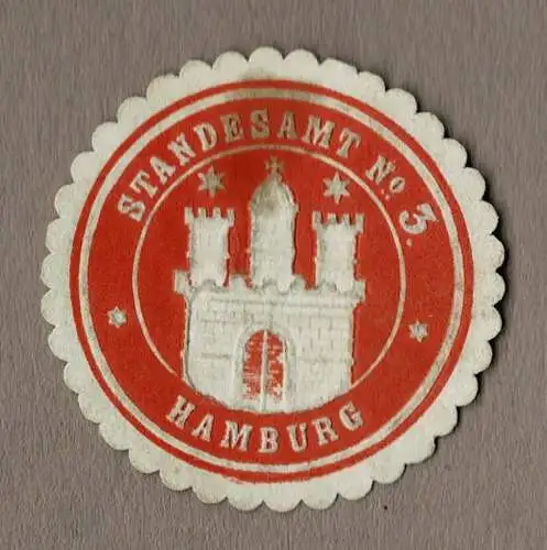 Siegelmarke Hamburg: STANDESAMT No. 3. / HAMBURG