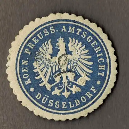 Siegelmarke Preußen: KOEN. PREUSS. AMTSGERICHT DÜSSELDORF