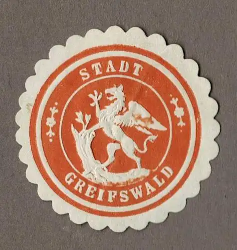 Siegelmarke Pommern: STADT GREIFSWALD (orange)