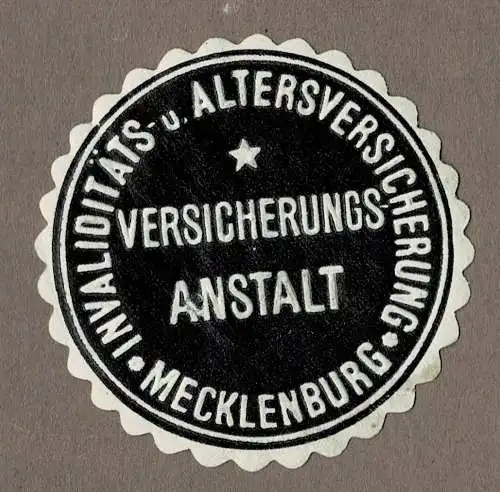Siegelmarke INVALIDITÄTS- U. ALTERSVERSICHERUNG MECKLENBURG