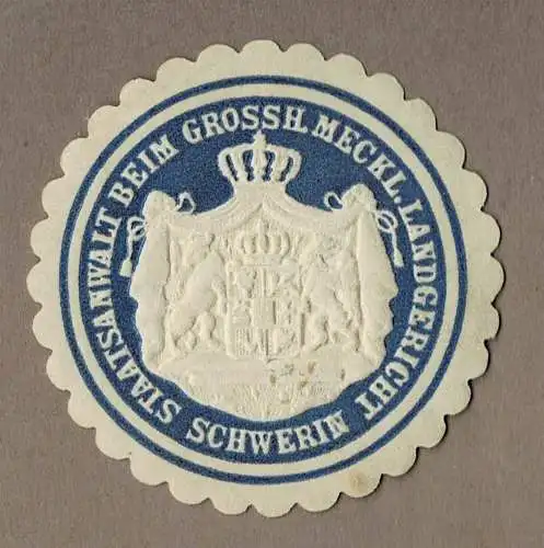 Siegelmarke Mecklenburg: STAATSANWALT BEIM GROSSH. MECKL. LANDGERICHT SCHWERIN