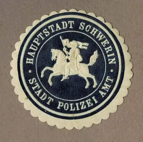 Siegelmarke Mecklenburg: HAUPTSTADT SCHWERIN / STADT POLIZEI AMT