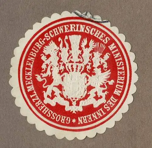 Siegelmarke GROSSHERZL. MECKLENBURG-SCHWERINSCHES MINISTERIUM DES INNERN