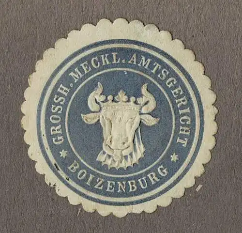Siegelmarke Mecklenburg: GROSSH. MECKL. AMTSGERICHT BOIZENBURG (Elbe)