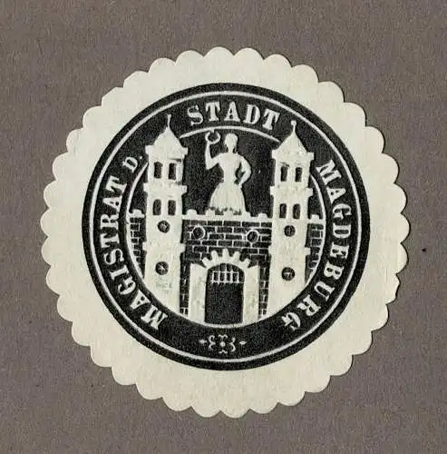Siegelmarke MAGISTRAT D. STADT MAGDEBURG (schwarz)