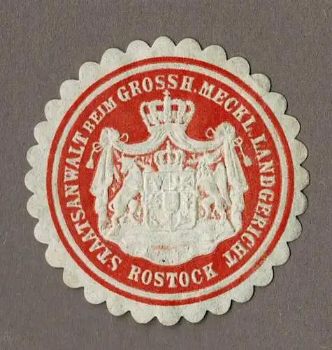 Siegelmarke Mecklenburg: STAATSANWALT BEIM GROSSH. MECKL. LANDGERICHT ROSTOCK