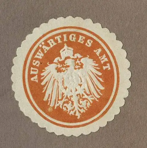 Siegelmarke Kaiserreich: AUSWÄRTIGES AMT (orange-rot)