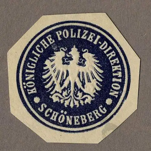Briefsiegel Preußen / Berlin: KÖNIGLICHE POLIZEI-DIREKTION SCHÖNEBERG