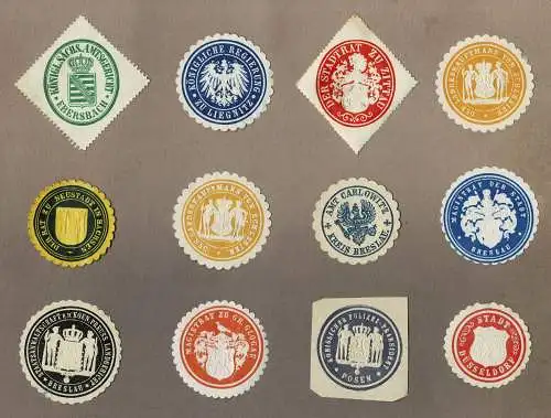 Konvolut 12 SIEGELMARKEN Kaiserzeit / Preußen / Sachsen (1)