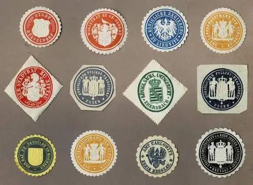 Konvolut 12 SIEGELMARKEN Kaiserzeit / Preußen / Sachsen (2)