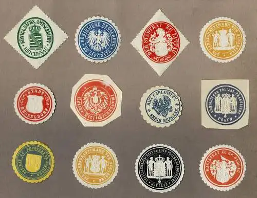 Konvolut 12 SIEGELMARKEN Kaiserzeit / Preußen / Sachsen (3)