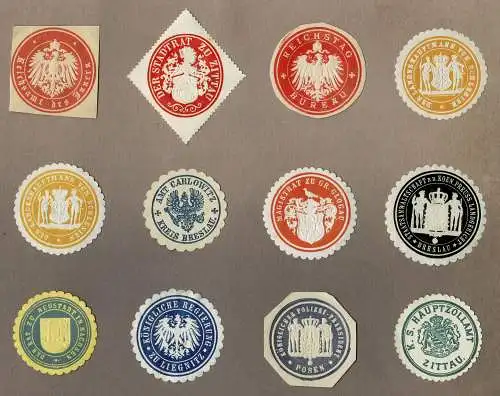 Konvolut 12 SIEGELMARKEN Kaiserzeit / Preußen / Sachsen (4)